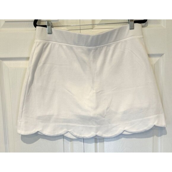 Talbots Womens Skort L Pique Scalloped Edge Preppy White Tennis Golf Pickleball - Picture 2 of 8